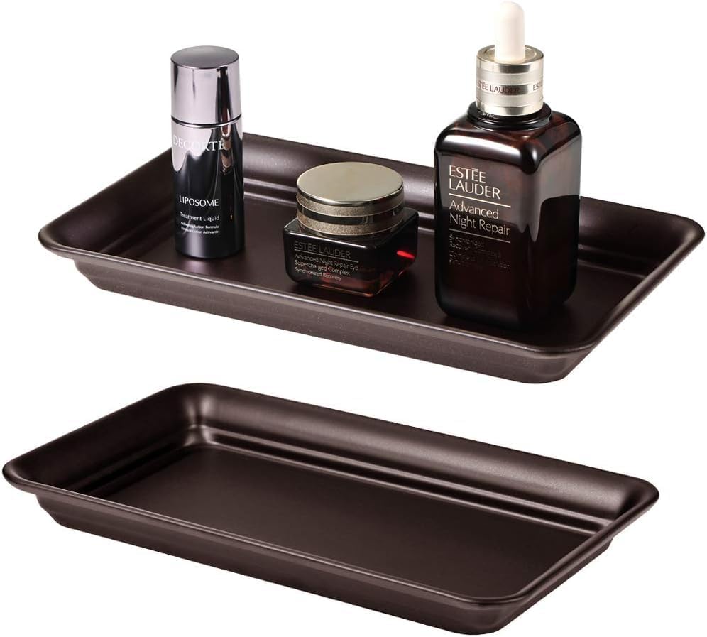 SheeChung Metal Vanity Tray, Bathroom Counter Storage Tray, Bronze - Image 2