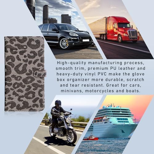 Ziciner Car Registration and Insurance Holder, Auto Card Document Glove Box Organizer with Magnetic Closure, Universal Vehicle Interior Accessories for Cars SUVs (Leopard-Large) - Image 6