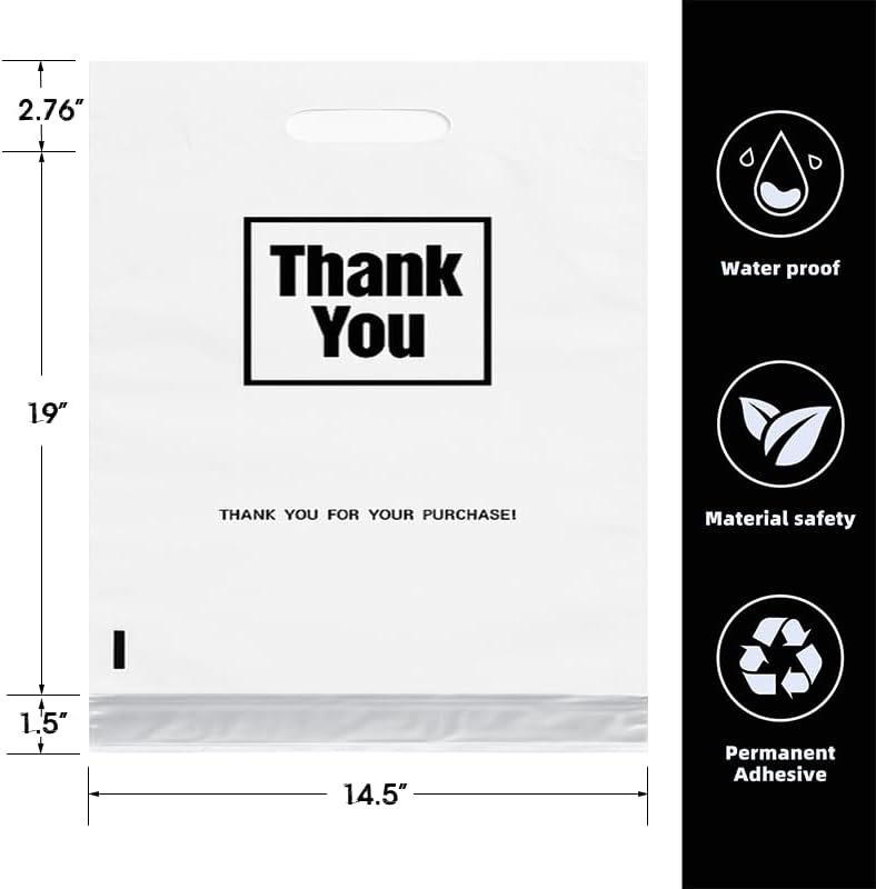 POLYSELLS Thank You Poly Mailers 14.5x19 inches 50 Pcs Waterproof Self-Sealing Shipping Bags with Handle for Clothing - Image 2