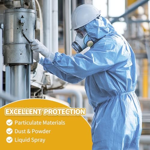 Painting Protective Suit, SMS Full Body Hazmat Suits Coveralls with Hood and Elastic Wrists for Mechanic Work - Image 3