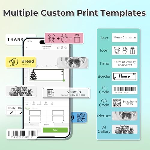 Nelko P21 Label Maker Machine with Tape, Bluetooth Label Printer, Cyan - Image 2