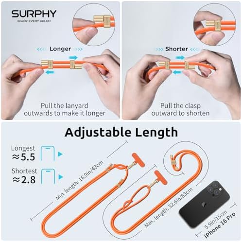 SURPHY Phone Lanyard Crossbody, Phone Strap Crossbody with 2 Tether Tabs - Image 3