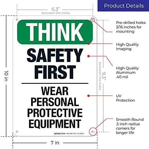 Think Safety First Wear Personal Protective Equipment Sign, - Image 3