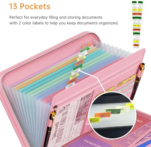 Accordion File Organizer, Fireproof Expanding File Folder with 13 Pockets - Image 2