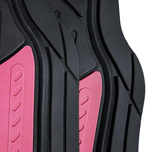 FH Group Automotive Floor Mats - Heavy-Duty Monster Eye Rubber for Cars, Universal Fit Full Set, Climaproof Mats, Trimmable Most Sedan, SUV, Truck Pink - Image 4