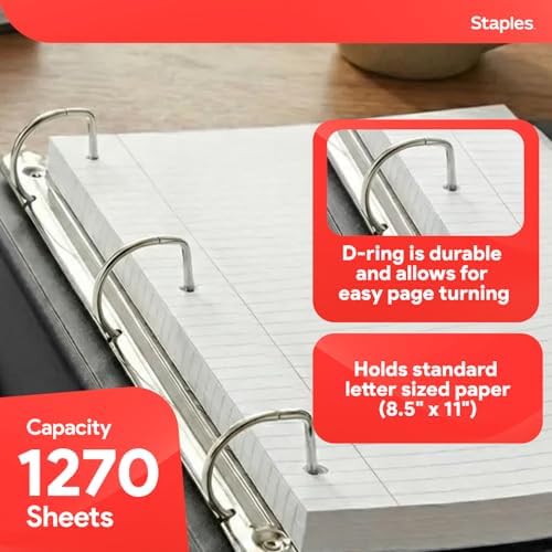 Staples Better Binder, 5 Inch D-Ring, Black, Reinforced Spine - Image 4