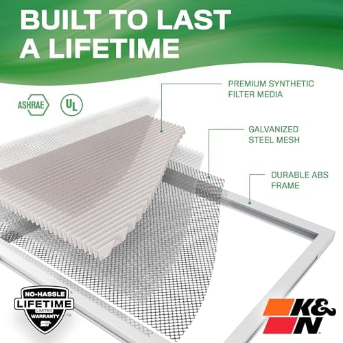 K&N 14X24X1 HVAC Furnace Air Filter, Lasts a Lifetime, Washable, Merv 13, the Last HVAC Filter You Will Ever Buy, Breathe Safely at Home or in the Office, HVC-13-11424 - Image 4
