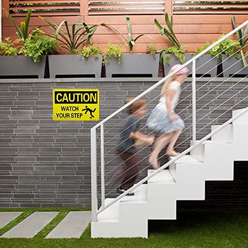 Enjoyist 2-Pack Caution Watch Your Step Sign, 10"x 7" .040 Rust Free Aluminum – Reflective, UV Protected and Weatherproof - Image 5