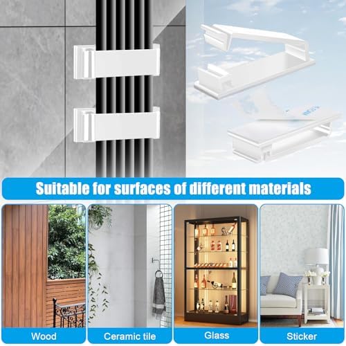 XHF 80 PCS Self Adhesive Cable Clips(XL) White,Wire Clips Cable Management Wire Organizer Cord Holder for Under Desk, Car, Wall, TV PC Ethernet Cable - Image 3