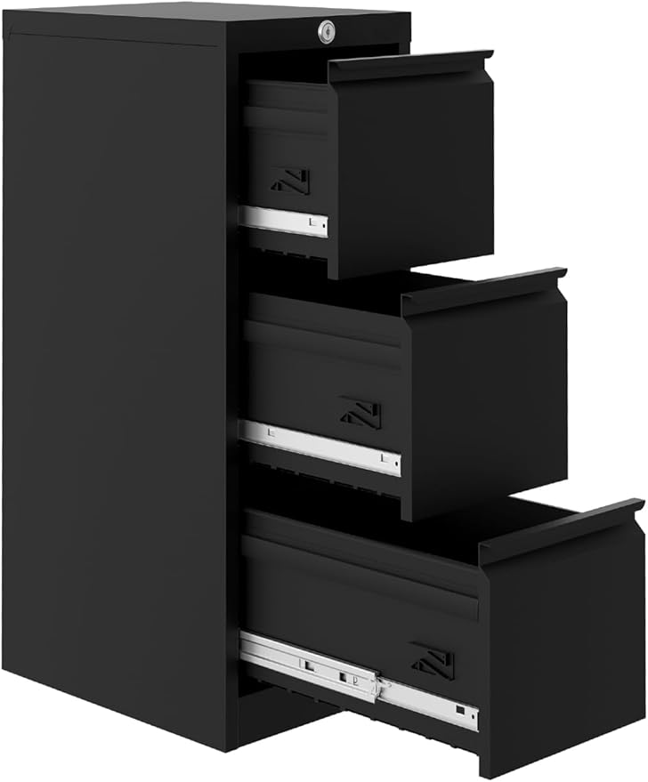 3-Drawer Metal File Cabinet by Unknown