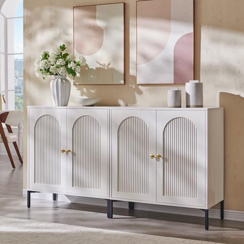 IFGET 61.75" W Modern Arched Sideboard Buffet Cabinet with Storage, White by IFGETEnrichYourLivingSpace