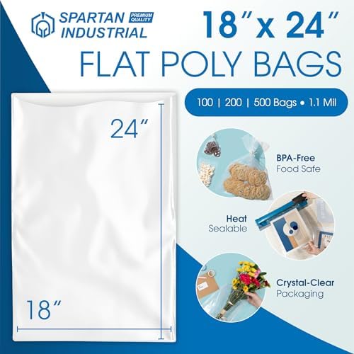18" X 24" Open-End Flat Poly Bags (500 Count) - 1.1 Mil Clear Plastic Bags - Image 2