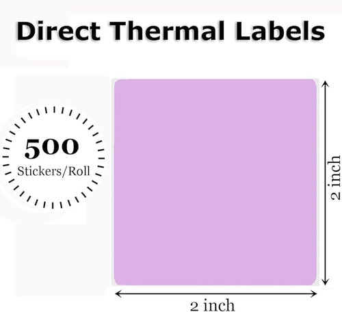 2" x 2" Thermal Labels Stickers Purple, Square Thermal Shipping Stickers - Image 2