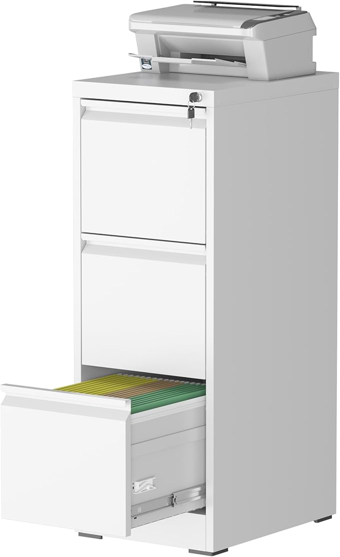 3 Drawer File Cabinet with Lock, Steel Vertical Filing Storage Cabinet by Unknown