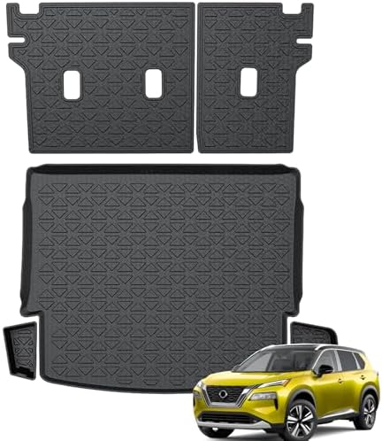 KUST Trunk Cargo Mat for Nissan Rogue 2021-2025 2026, TPE Rubber Cargo Liner with Backrest Mat for Rogue Accessories Rear Trunk Liner High Edge by KUST