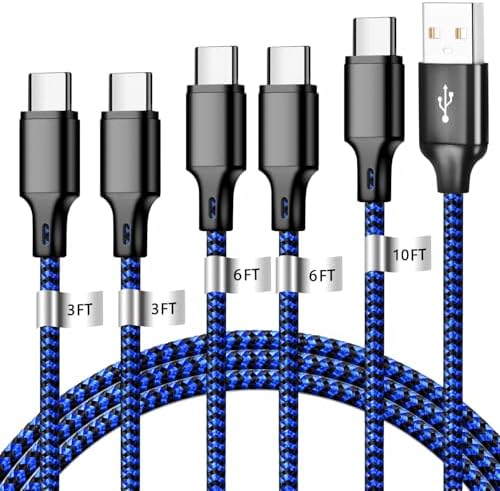 cugunu USB A to USB C Cable, 5 Pack Type C Fast Charger Cord (BlackBlue) by CUGUNU