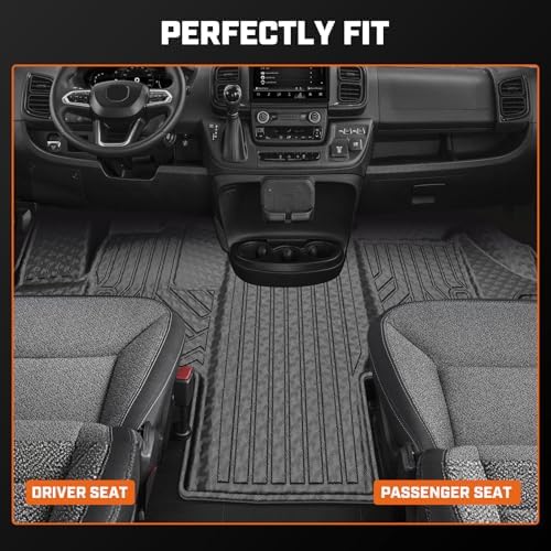 Mixsuper Floor mat for Ram Promaster 1500/2500/3500 2018-2026 (Not Fit for EV & Promaster City),All Weather TPE Rubber Floor Liners Protection for Promaster Accessories,1 Row Anti-Slip Car Mats, Black - Image 4