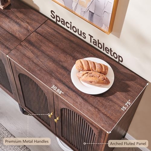 IFGET 92.63" W Modern Arched Sideboard Buffet Cabinet with Storage, Brown - Image 5