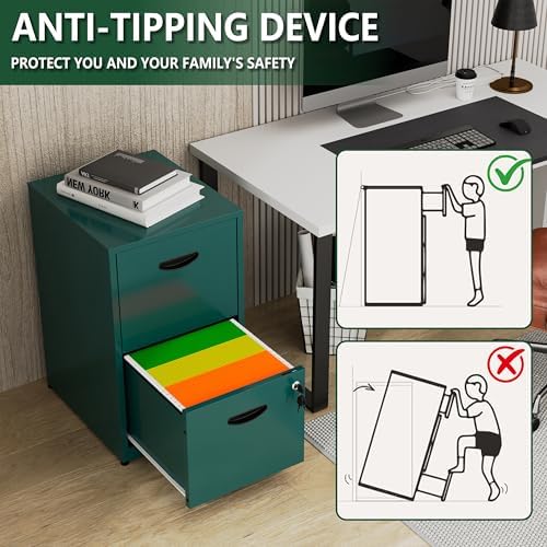 Polup 2 Drawer File Cabinet with Lock, Metal Filing Cabinet for Home Office - Image 6