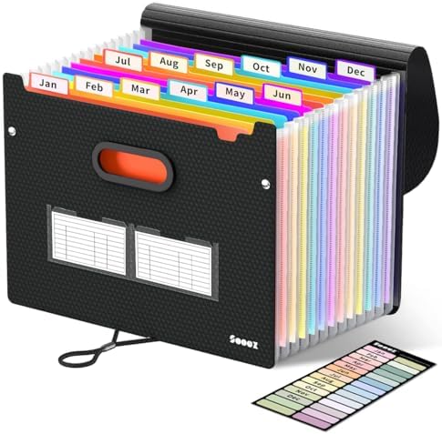 Sooez Accordion File Organizer, 13-Pocket Expanding File Folder Letter Size by Sooez