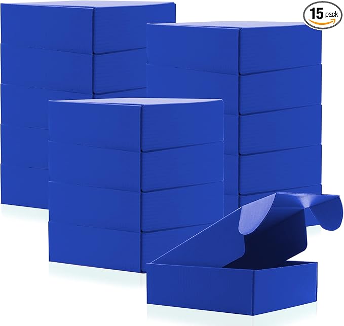 15 Pcs Royal Blue Cardboard Boxes Shipping Boxes, Recyclable Colored Corrugated by Unknown