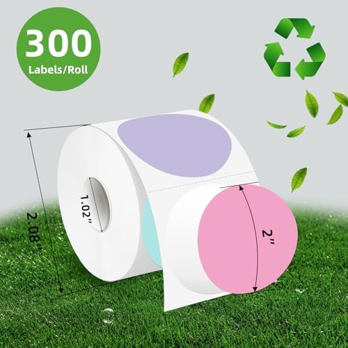 2 Inch Round Thermal Label Stickers, Waterproof Circle Thermal Stickers Labels, Direct Thermals Printer Label for Logo Design-300 Sheets/Spring Color - Image 2
