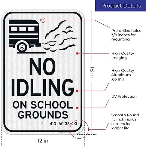 No Idling On School Grounds 410 IAC 33-4-2 Sign, - Image 3