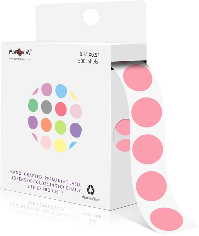 PARLAIM 1/2 Inch Round Adhesive Color-Code Dot Stickers, 500 Stickers Inventory by PARLAIM