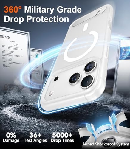 Temdan Magnetic for iPhone 18 Pro Case/iPhone 17 Pro Case Stand White - Image 6
