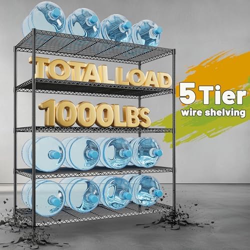 REIBII Heavy Duty 5-Tier Storage Shelves, 45.5''W for Kitchen Garage Retail (Pack of 2) - Image 4