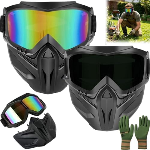 2026 Upgraded Detachable Full Face Goggle Mask, Anti-Fog Grass Cutting Goggles for Welding, Riding, Windproof Paintball Mask by Unknown