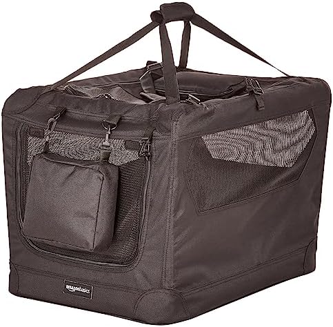Amazon Basics Folding Portable Soft Pet Dog Crate Carrier Kennel, 26.2"L x 17.8"W x 18.1"H, Black by AmazonBasics