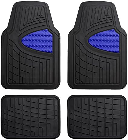 FH Group Automotive Floor Mats - Heavy-Duty Rubber Floor Mats for Cars, Universal Fit Full Set, Climaproof Floor Mats, Trimmable Floor Mats for Most Sedan, SUV, Truck Floor Mats Blue by FHGroup