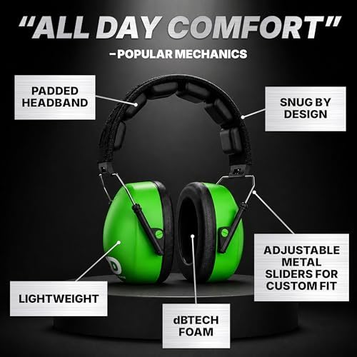 DECIBEL DEFENSE Ear Protection, 37 dB NRR Ear Muffs (SAFETY GREEN) - Image 4