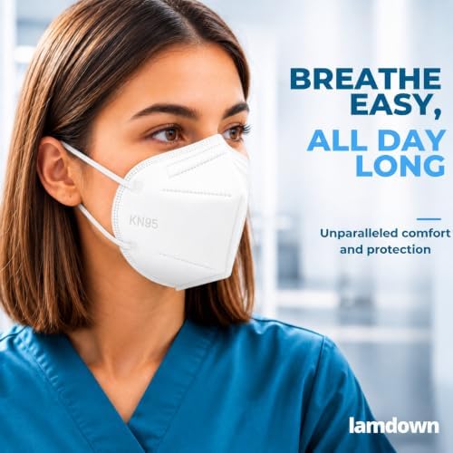 (50-Pack) KN95 Face Masks, Individually Wrapped, Premium Disposable Dust Mask, White - Image 2