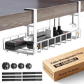 Under Desk Cable Management Tray, Xpatee Upgraded Wire Management No Drill No Screws, Cable Tray with Clamp for Wire Organizers, Computer Cord Rack for Office, Home - No Damage to Desk White by Xpatee