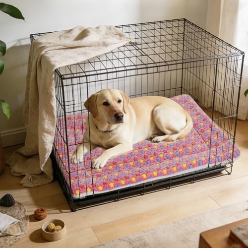Mora Pets Dog Crate Pad Bed Ultra Soft Pet Mat Star Print Pink 35 x 23 Inch - Image 5