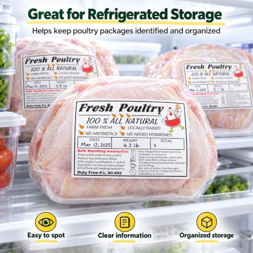 120 Poultry Freezer Labels with Safe Handling Instructions, 4 x 2.5 Inch - Image 5