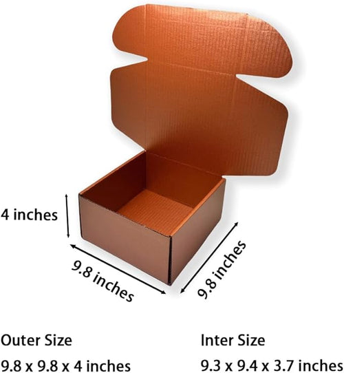 10 Pcs 9.8 x 9.8 x 4 inches Large Size Corrugated Cardboard Gift Boxes - Image 2
