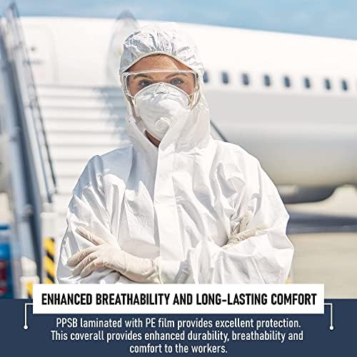 Medical Nation Hazmat Suits Disposable | 5 Pack, 5X-Large | Protective Coveralls with Attached Hood and Boots | Heavy Duty Full Body Painters Suit for Adults - Breathable & Water Resistant | 5XL - Image 6