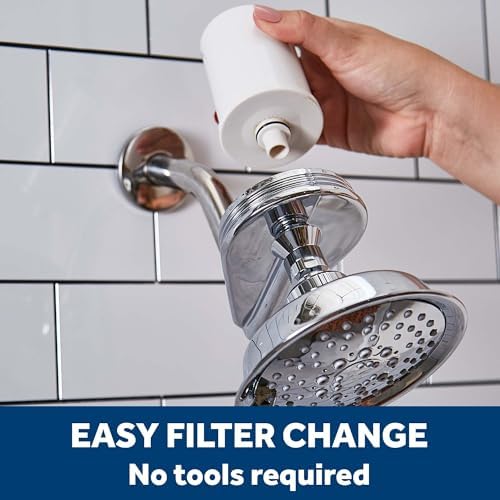 GE Shower Filtration System, Removes Chlorine, Easy to Install to an Existing Shower Head Tool Free in Minutes, Filter Included, Replace Filter (FXSCT) Every 6 Months, GXSM01TBL - Image 3