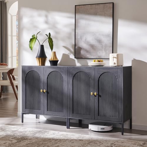 IFGET 61.75" W Modern Arch Sideboard Buffet Cabinet with Storage, Dark Grey by IFGETEnrichYourLivingSpace