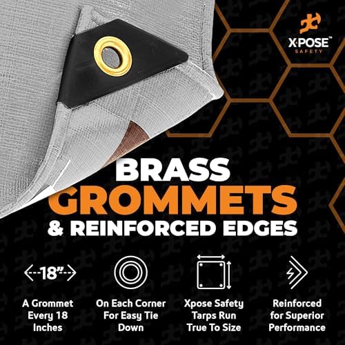 10' x 20' Super Heavy Duty 16 Mil Silver/Brown Poly Tarp Cover - Thick Waterproof, UV Resistant, Rip and Tear Proof Tarpaulin with Grommets and Reinforced Edges - by Xpose Safety - Image 4
