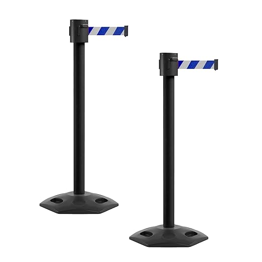 Montour Line MSR760 Set of 2 Retractable Belt Barrier Stanchion, Rubber Base by Montour+Line
