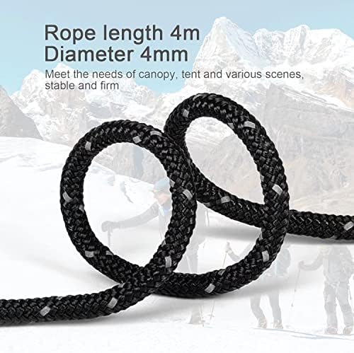 Smithok 8 Pack 4mm Guy Lines Ultralight Tent Cords with Aluminum Adjuster Tensioner Outdoor Camping Guylines Ropes for Tent Tarp,Camping,Hiking Backpacking (Black) - Image 2