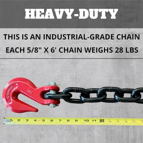 2PK Falcon Cargo 5/8" X 10' Grade 80 Transport Binder Chain - 18,100 LBS WLL - Clevis Grab Hook, Tie-Down, Towing - Image 4
