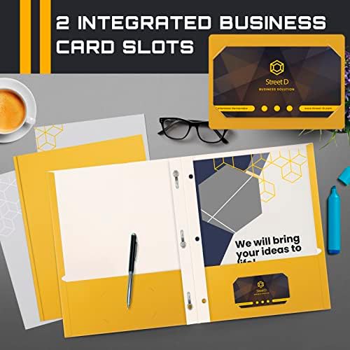Better Office Products Dark Yellow 2 Pocket Folders with Prongs, 50 Pack, Letter Size, Matte Texture, 8.5 x 11 Inch - Image 4