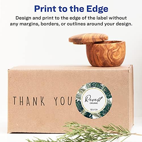 Avery Glossy White Labels, Sure Feed Technology, 3" Round Labels, Print-to-The-Edge, Laser/Inkjet, 60 Count (22891) (Pack of 5) - Image 4