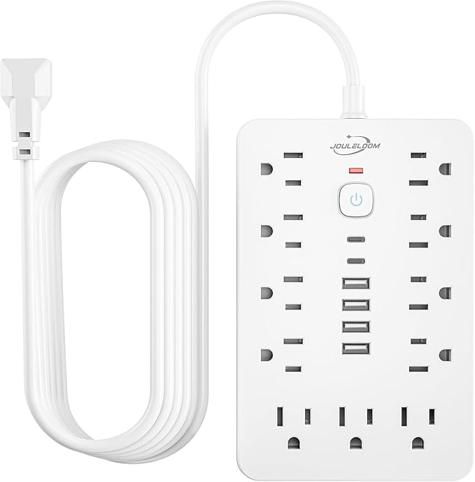 5 FT Flat Plug Surge Protector Power Strip, 11 Multiple AC Outlets by Unknown