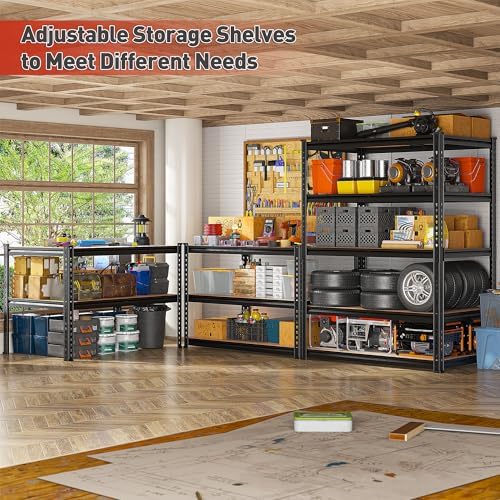 REIBII 3 Pack Garage Shelving,5 Tier Heavy Duty Metal Racks for Warehouse - Image 4